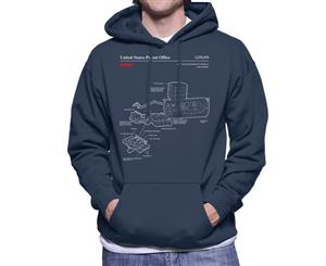 NASA Japanese Experiment Module Kibo Blueprint Men's Hooded Sweatshirt - Navy Blue