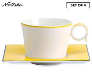 Noritake Contempo Amarillo Set of 4 Tea Cup & Saucer - Yellow