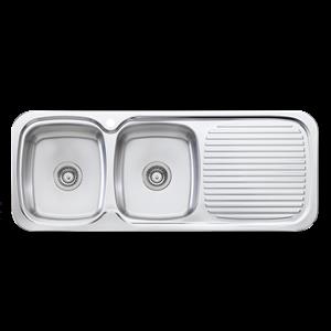 Oliveri LakeLand Double Bowl Topmount Sink With Drainer