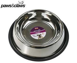 Paws & Claws 1.5L Anti-Skid Medium Pet Bowl - Stainless Steel/Black