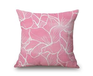 Pink Flowers on Cotton&linen Pillow Cover 80693