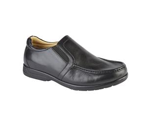 Roamers Mens Leather Xxx Extra Wide Twin Gusset Casual Shoe (Black) - DF1638