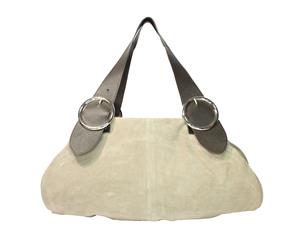 Rosa Bella Siena Genuine Suede Handbag - Beige