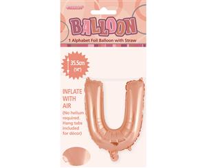 Rose Gold U Alphabet Foil Balloon 35cm