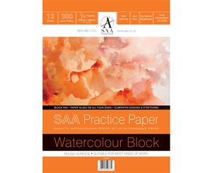 SAA Watercolour Practice Paper Block 1/4 Imperial (28x38cm/11x15") ROUGH 12 Sheets