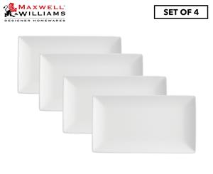 Set of 4 Maxwell & Williams Caviar Rectangular Platter - White