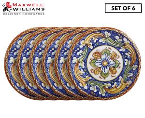 Set of 6 Maxwell & Williams Ceramica 20cm Salerno Round Dessert Side Plate Castello