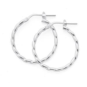 Silver 20mm 2mm Tight Twist Hoop Earrings