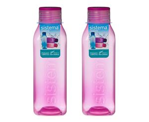 Sistema Set of 2 Square Bottles 725ml Pink