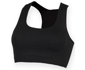 Skinni Fit Womens/Ladies Workout Sleeveless Cropped Top (Black) - RW4424