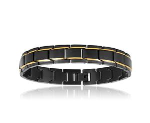 Stainless Steel 'Forte' Black and Gold Plated Gents Bracelet