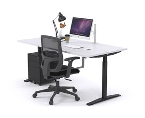 Stand Up - Manual Height Adj Desk Black Frame [1200L x 800W] - white none