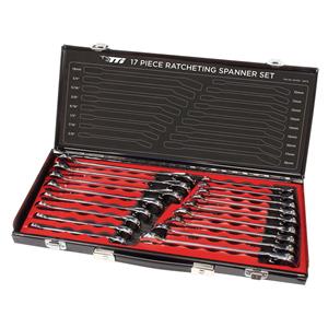 TTI 17 Piece AF/Metric Ratcheting Ring & Open End Spanner Set