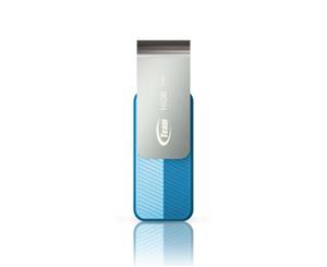 Team Group USB Drive 16GB C142 USB2.0 Blue & Silver Rotating Capless 15MB/s Read* 15g Lifetime Warranty