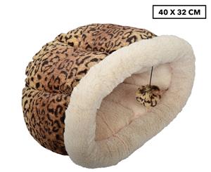 Trendy Pets 40x32cm Plush Pod Pet Bed - Leopard Print