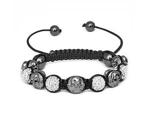 Unisex Bling Beads Bracelet - ICED SKULL - Black