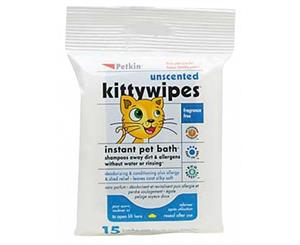 Unscented Kitty Wipes Instant Pet Bath for Cats - 15 Wipes