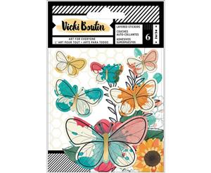 Vicki Boutin - Wildflower & Honey - Layered Stickers 6 pack - Vellum Butterflies with Gold Foil Accents