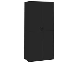 Wardrobe High Gloss Black Chipboard with 2 Doors Clothing Cabinet Shelf