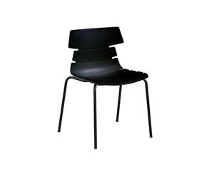 Wave Plastic Chair - 4 Legged Black - black