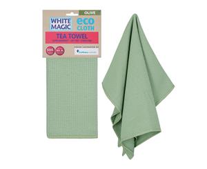 White Magic Eco Cloth Tea Towel Single Pack Olive Green