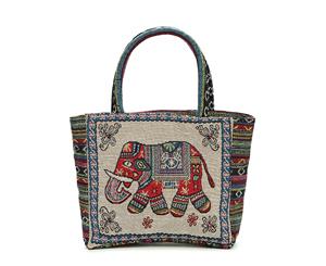 Women's Embroidered Elephant Tote Bag