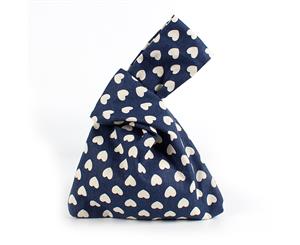 Women's Tote Bag Heart-Shape Knot Bag - Dark Blue