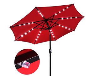 Yescom 2.7m Outdoor Patio Umbrella Solar LED Tilt Garden Market Parasol Shade Red