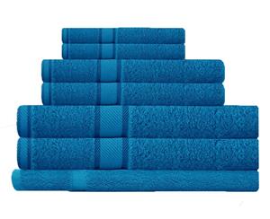 100% Combed Cotton 7 Pieces Bath Towel Set Aqua