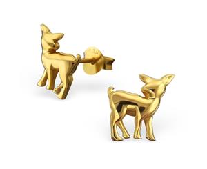 14 K Gold Plated on Sterling Silver Kid's Deer Earrings