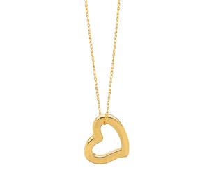 14k Gold Heart Shaped Tube Pendant Necklace 18" - Pink