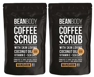 2 x Bean Body Coffee Scrub Mandarin 220g