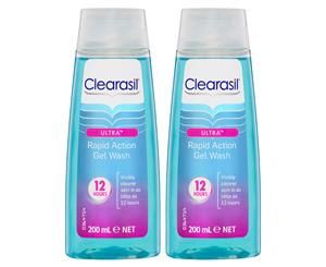 2 x Clearasil Ultra Rapid Action Gel Wash 200mL