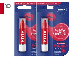 2 x Nivea Crayon Lipstick 3g - Red