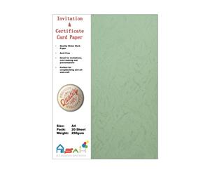 20pce Watermark Certificate / Invitation Card Paper 250gsm A4 Acid Free - Mint