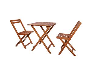 3 Pieces Solid Acacia Wood Folding Bistro Set Outdoor Garden Lounge Set