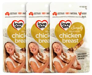 3 x Love'em Simply Delicious Chicken Breast Cat Treats 35g