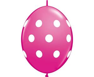 30cm Wild Berry Pink Quick Link Big Polka Dots Latex BalloonsPack of 50