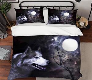 3D Moon Wolf 150 Bed Pillowcases Quilt