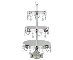 3-Tier Crystal-Draped Cupcake Stand | Silver Plated | Le Gala Collection