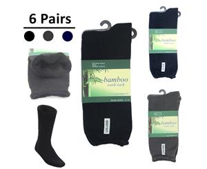 6 Pairs Men's Thick Bamboo Heavy Duty Work Tough Socks Warm Thermal Hiking Camp - Mixed Colour