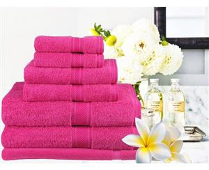 600GSM 100% Egyptian Cotton 7 Pieces Bath Sheet Set Fuchsia/ Hot Pink