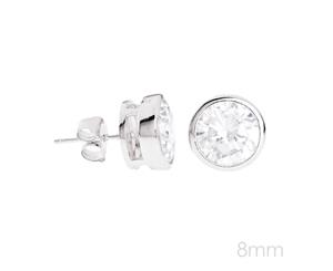 925 Sterling Silver Invisible Bezel Ear Stud - round