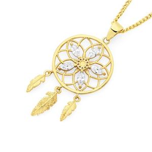 9ct Gold CZ Dream catcher Pendant