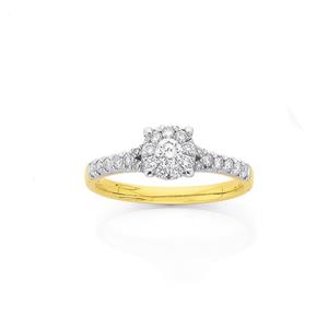 9ct Gold Diamond Cluster Engagement Ring