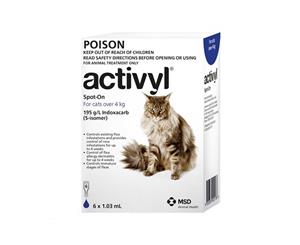 Activyl Cat Over 4kg Dark Blue 6's Flea Treatment (A2783)