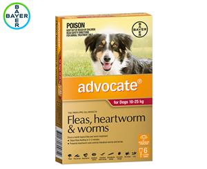 Advocate Flea & Worm Treatment For Dogs 10-25kg 6pk