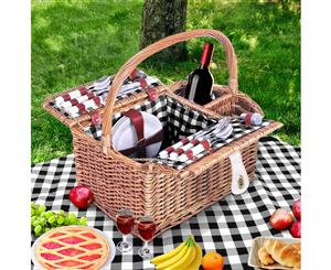 Alfresco 4 Person Picnic Basket Baskets Outdoor Insulated Blanket Deluxe