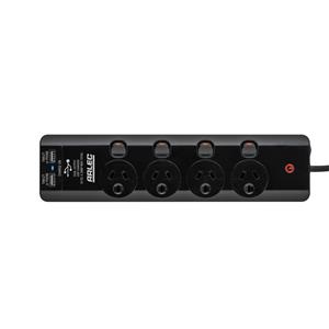 Arlec 4 Outlet 2 x USB Black Surge Protect Powerboard