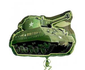 Army Tank Shape Happy Birthday Foil Balloon 66cm x 48cm